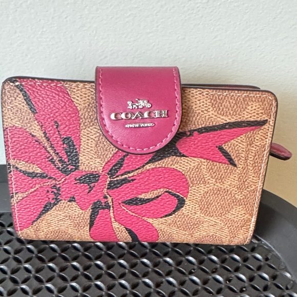 Coach Handbags - Coach Signature Canvas Wallet with Pink Bow Detail